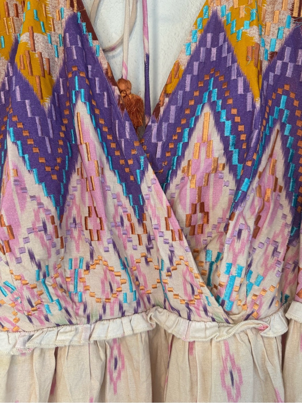 Anthropologie Not So Serious Abstract Embroidered Mini Dress 2X - Picture 7 of 13